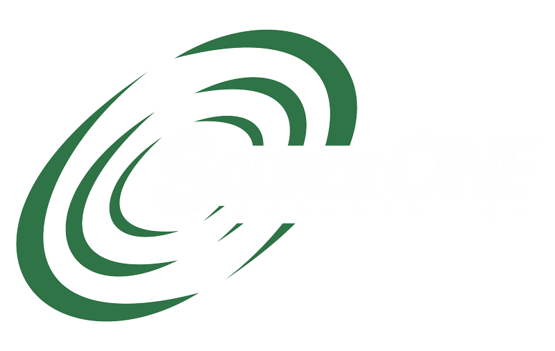 A logo of source one corporation